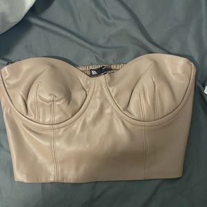Zara brown leather corset top